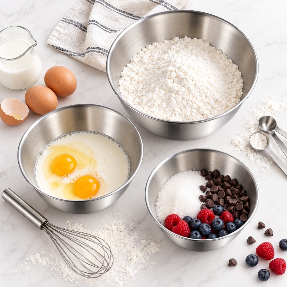 Baking Kitchen Set - Paslanmaz Çelik Karıştırma Kaseleri, 3 Parçalık